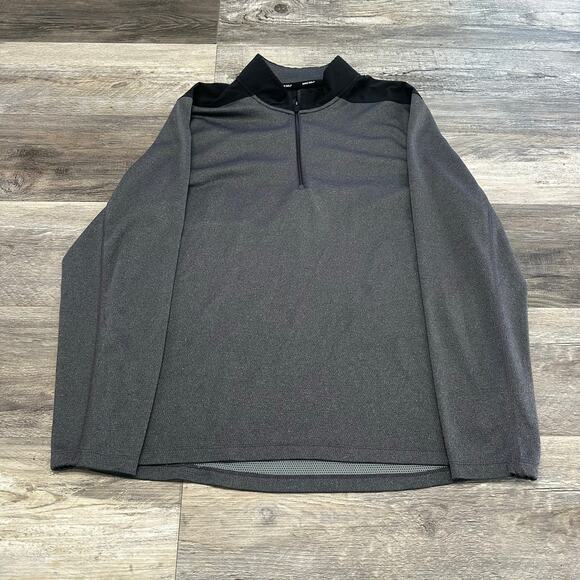 Nike Golf Dri Fit Gray Black Mens L Swoosh Logo Quarter Zip Pullover Performance - Picture 1 of 10
